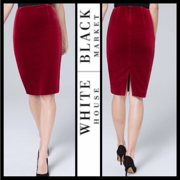 NWOT WHBM Velvet Pencil Skirt - Picture 2 of 4